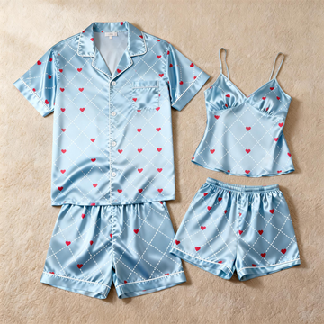 Silky Smooth Classic Pajamas for Couples ¨C Satin Short Set