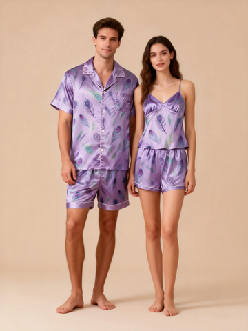 Luxury at Home: Couple Satin Pajamas Short Set