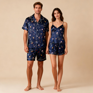 Couple’s Silky Bedtime Pajamas – Satin Sleep Shorts