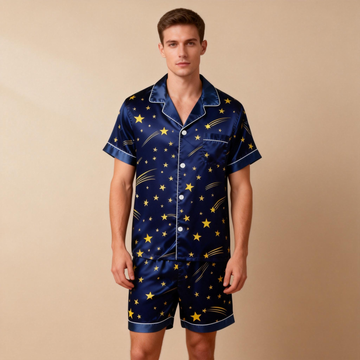 Elegant Men Sleepwear: Satin Short Pajama Set