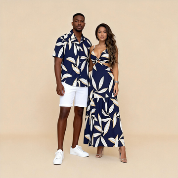 Weekend Getaway Couples Set – Printed Shirt & Boho Maxi Dress