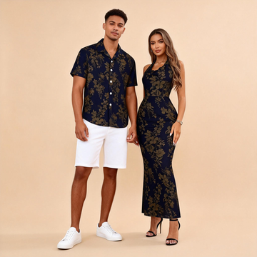 Couples Matching Clothes – Printed Shirt and Bohemian Maxi Dress