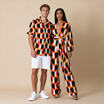 Couples Matching Photo Set  – Men’s Shirt & Women’s Jumpsuit