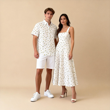 Matching Print Couple Outfit : Men’s Print Shirt & Dress