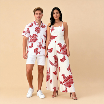 His & Hers Matching Print – Men’s Shirt & Women’s Jumpsuit