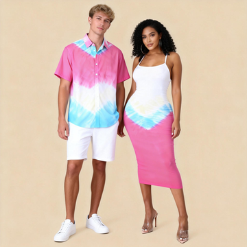 Photo-Ready Couple Set: Short-Sleeve Shirt + Dress