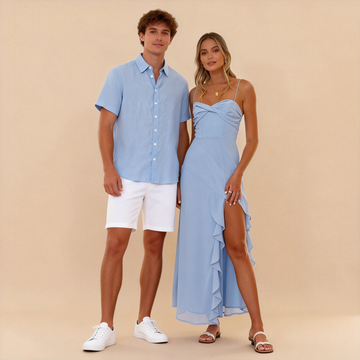His/Hers Matching Set: Shirt with High-Slit Dress