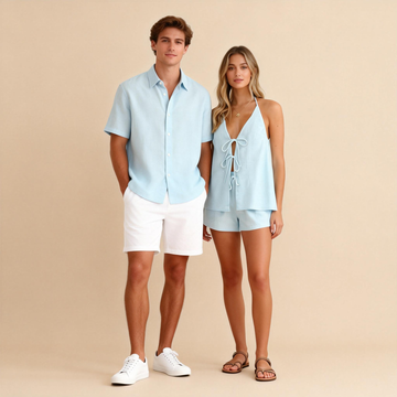 Coordinated Couples Summer Outfit - Blue