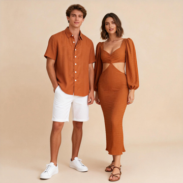 His & Hers Matching Dress Outfit – Shirt & Long Sleeve Dress