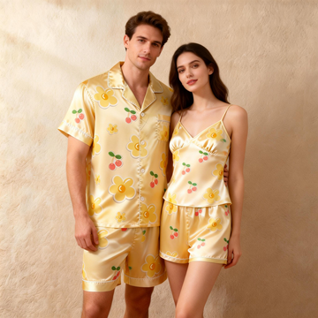 Romantic Satin Pajamas Set for Women – Short Style