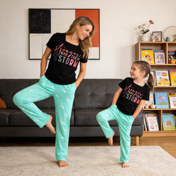 "Stronger than the storm" Printed Mom and Daughter Matching Pajamas