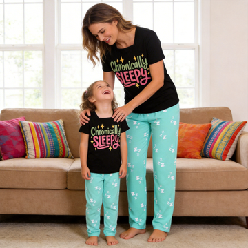 Chronically Sleepy Mom and Daughter Matching Pajamas