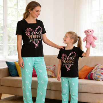 "Not Perfect Just Forgiven" Printed Mom and Daughter Christian Design Matching Pajamas