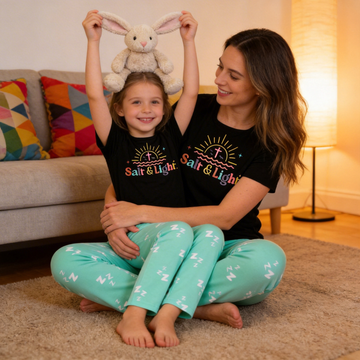 "Salt & Light Matthew 5:13-14" Printed Mom and Daughter Christian Design Matching Pajamas
