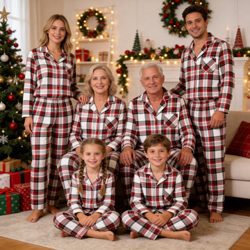 Family Red Plaid Button-Front Pajamas Set