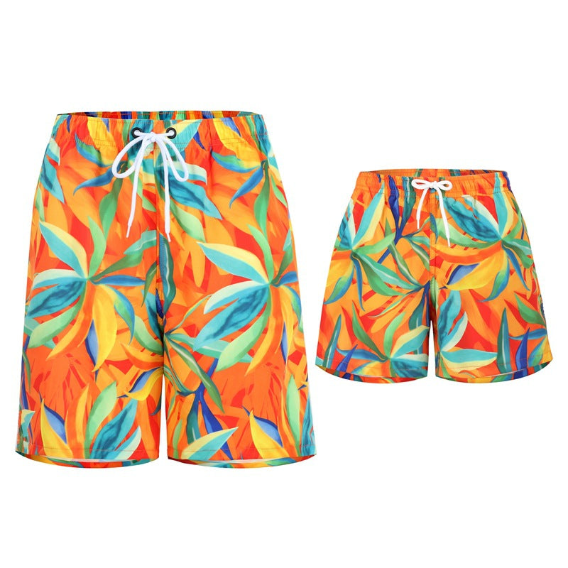 Dad and Boy Leaf Print Matching Swimming Trunks