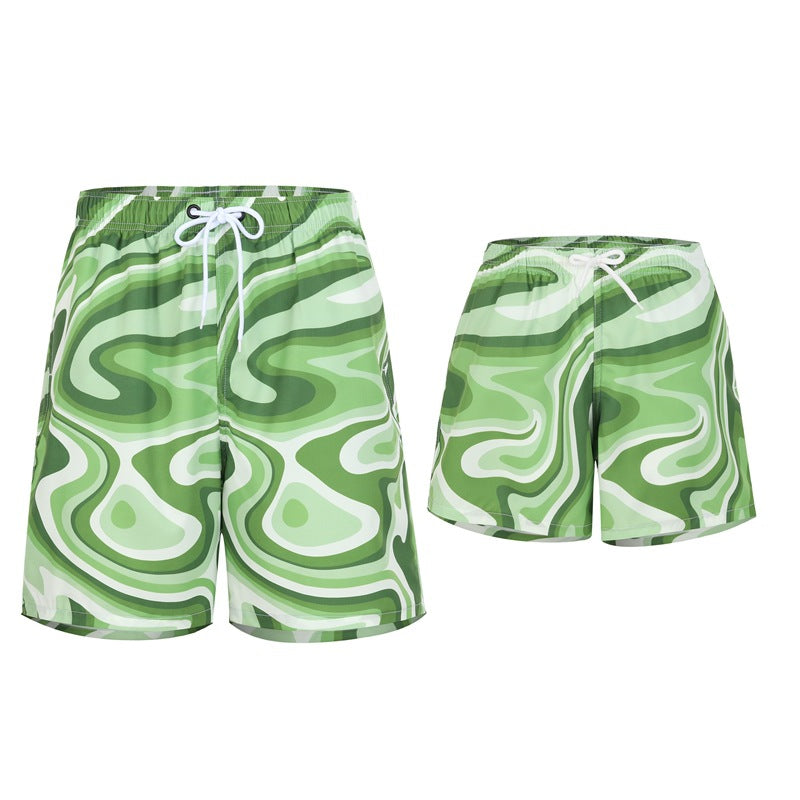 Dad and Boy Wave Print Matching Swimming Trunks