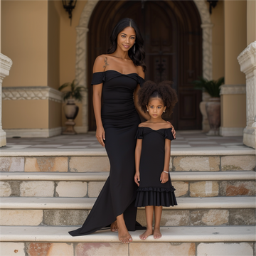 Mom and Daughter Matching Off Shoulder Dress