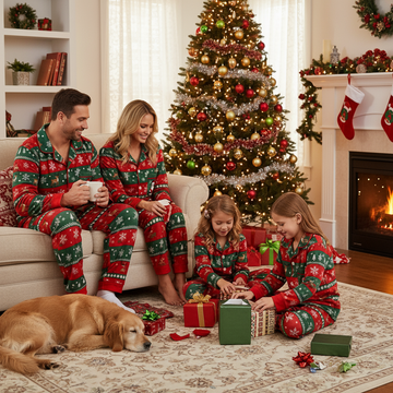 Holiday Family Button-down Christmas Pajamas Set
