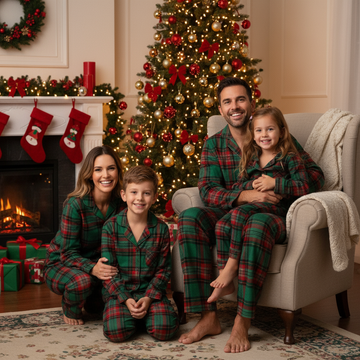 Family Green Plaid Pajamas Set