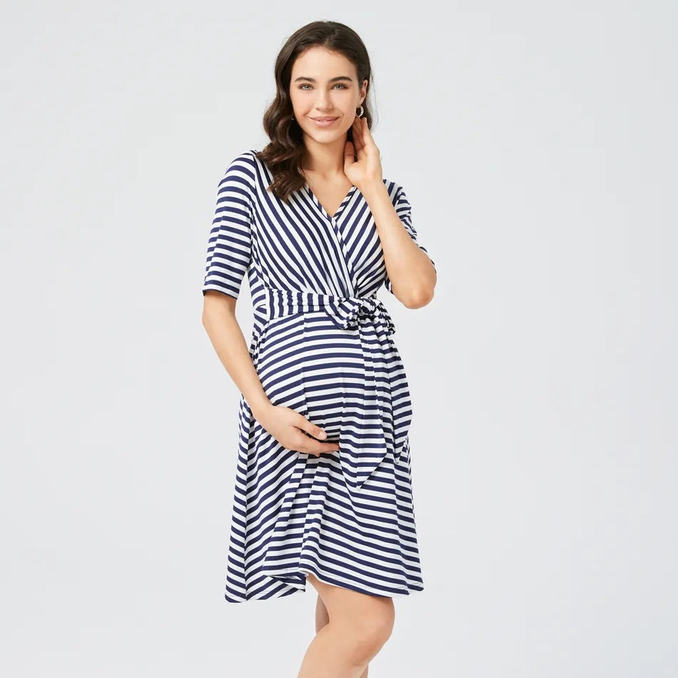 Maternity Striped Nursing Dress