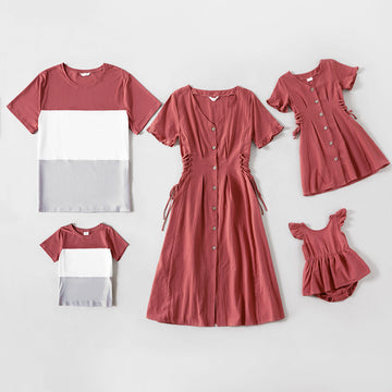 Brick Red Series Short Sleeve Family Matching Sets