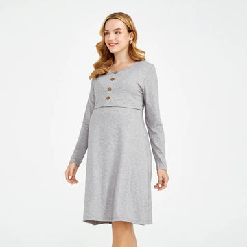 Maternity Solid Nursing Lounge Dress