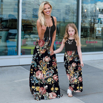 Sleeveless Floral Maxi Dress for Mom and Me