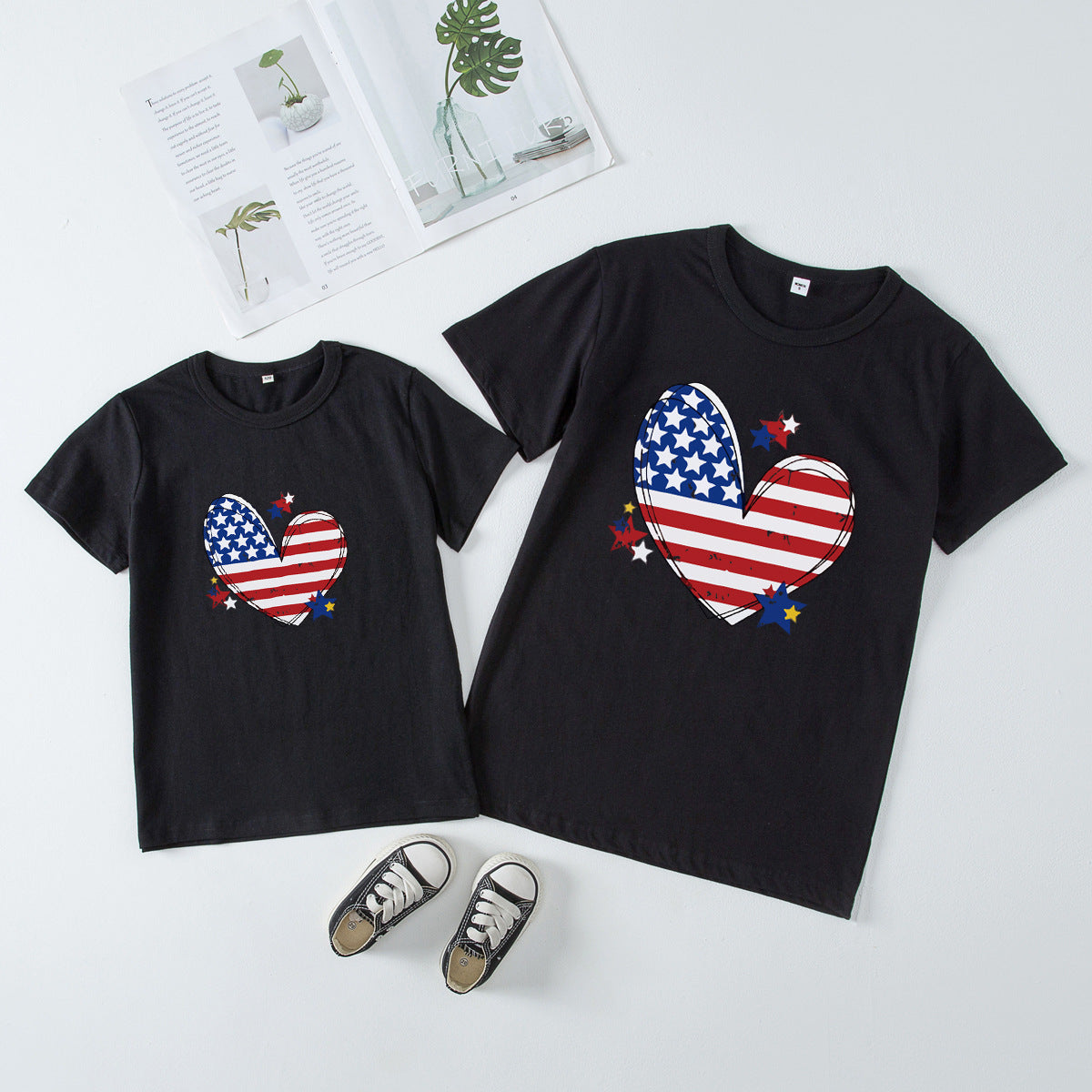 Mother and Me Independence Day Love Print Short-sleeve