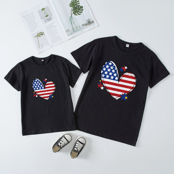Mother and Me Independence Day Love Print Short-sleeve