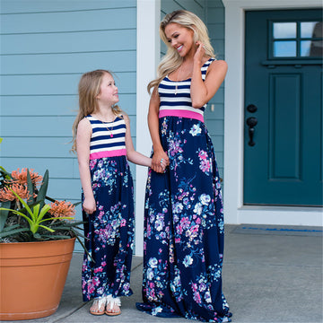 Sale！Mom & Me Sleeveless Floral Maxi Dress