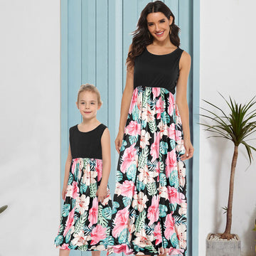 Mommy and Me Dresses Floral Printed Tank Dress