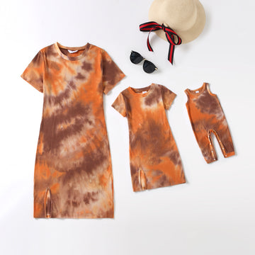 Tie Dye Short Sleeve Dress for Mom and Me