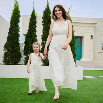 Mommy and Me Matching Dress Polka Dot White Dress