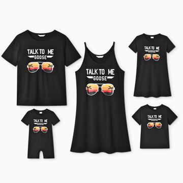 Letter and Glasses Print Family Matching Sets