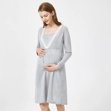 Maternity Surplice Neck Lace Detail Nightdress