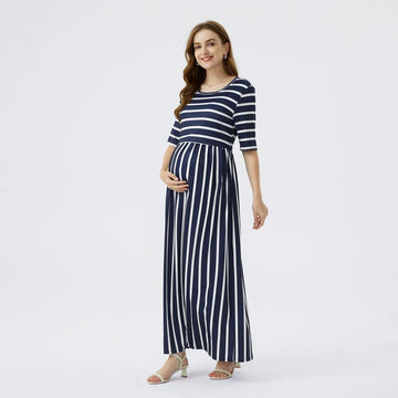 Maternity Striped Maxi Dress