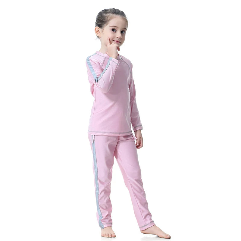 Adorable Modesty 3Pcs Children Muslim Swimwear Set Modest Burkini with Hijab