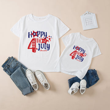 Mother and Me Independence Day Letter Short-sleeve T-shirts