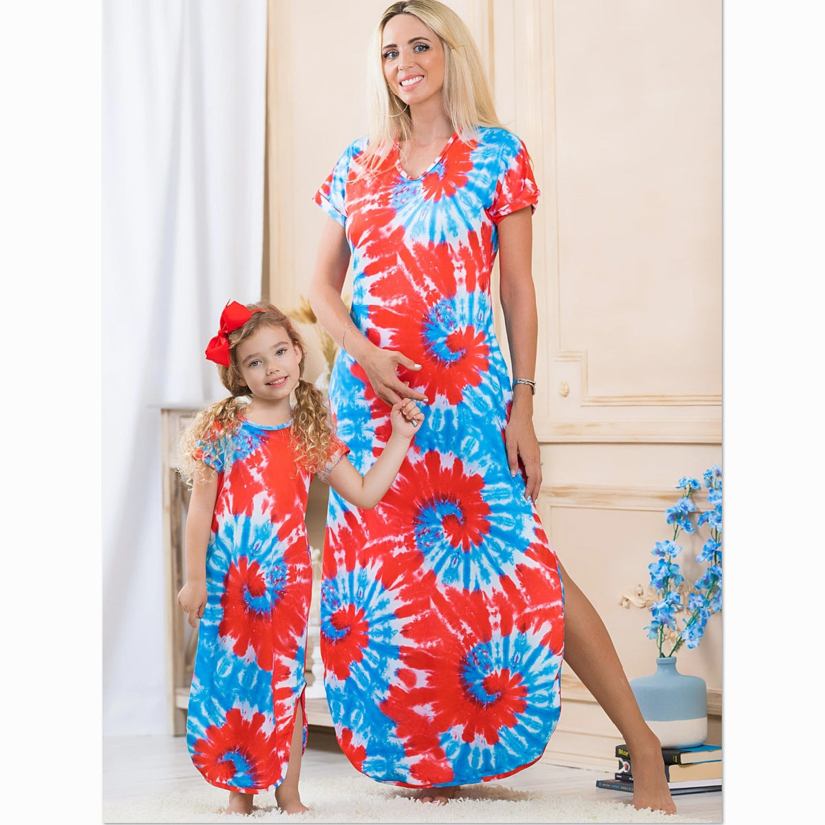 Tie Dye Short Sleeve Dress for Mommy and Me