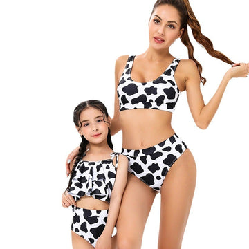 Colorblock Ruffle High waisted Swimsuits for Mommy and Me