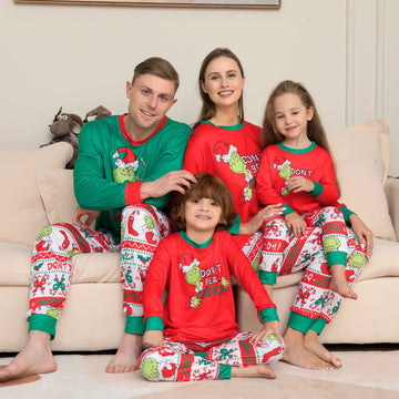 Christmas Cartoon Print Family Matching Pajamas With Dog