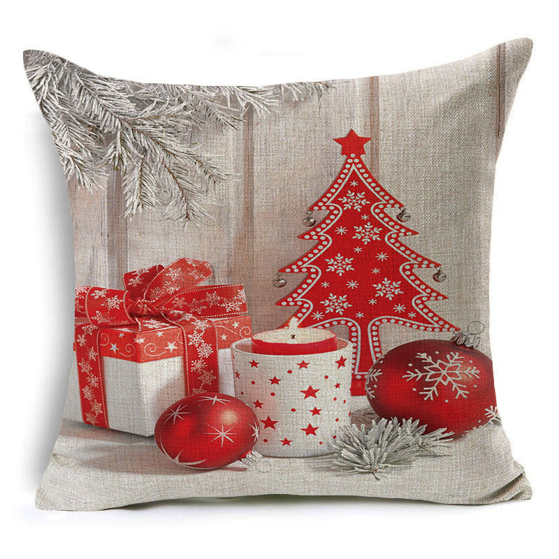 Christmas Gift Bell Candle Tree Linen Printed Pillowcase Office Home Decoration YMD116