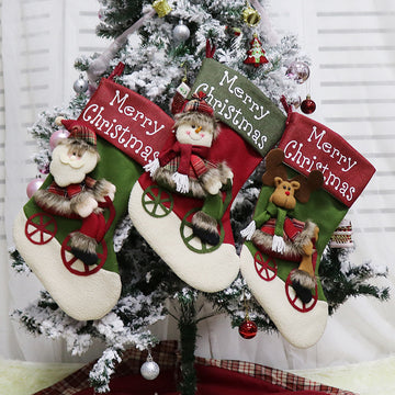 Christmas Ornaments Candy Stocking Bags Santa/Snowman/Reindeer with Bicycle Christmas Socks