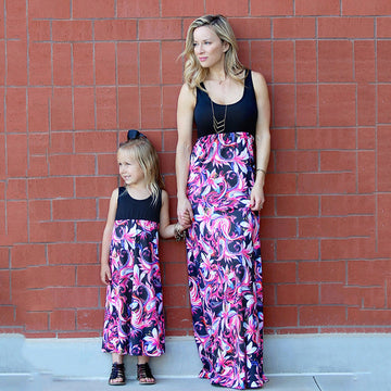 Floral Print Sleeveless Dress  for Mom and Daughter