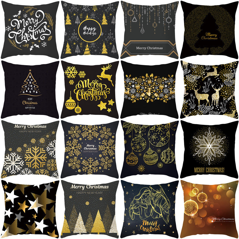 Merry Christmas Balls Snowflake Elk Star Ornaments Printing Pillowcase Cushion Cover TPR083