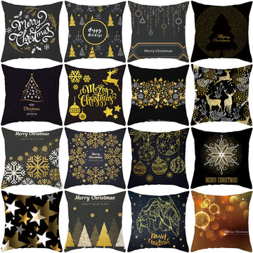Merry Christmas Balls Snowflake Elk Star Ornaments Printing Pillowcase Cushion Cover TPR083
