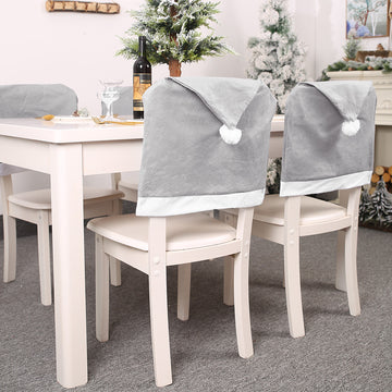 Christmas Decoration Solid Color Gray Hat Non-woven Chair Cover 4 Piece/6 Piece