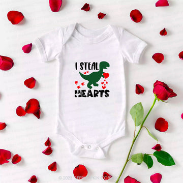 I Steal Hearts Dinosaur Valentine Bodysuit For Baby