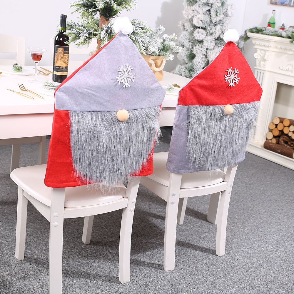 Christmas Ornament Nordic Old Man Red and Gray Chair Cover